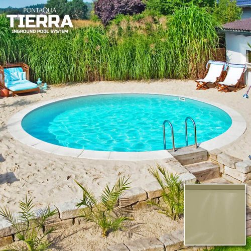 TIERRA SAND POOL süllyesztett kör medence 3,0 x 1,5 m , homok színű fóliával