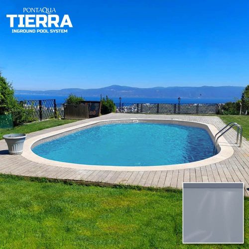 TIERRA CLOUD  POOL süllyesztett ovális medence 6,0 x 3,0 x 1,5 m, szürke színű fóliával