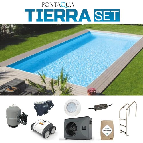 TIERRA PANEL POOL 7,0 x 3,0 x 1,5 m modulpaneles, süllyesztett víztükrű, külső lépcsős medence szett